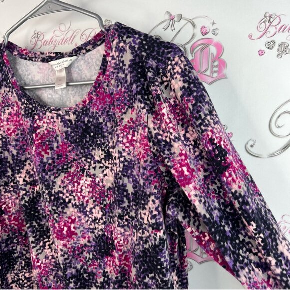 Christopher & Banks shirt multicolor Pink  Purple black dotted Long Sleeve Top - Picture 4 of 12